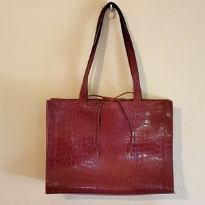 Liz Claiborne Deep Red Faux Alligator Print Shoulder Bag